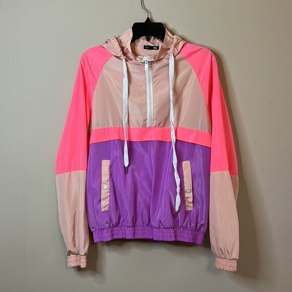 FASHION NOVA Colorful Windbreaker Pullover - Size Large - Picture 2 of 12
